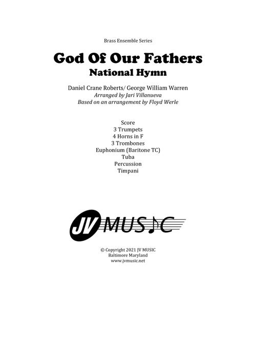 God Of Our Fathers for Brass Ensemble (Arr. Jari Villanueva) - George William Warren, Daniel Crane Roberts (Brass Ensemble)