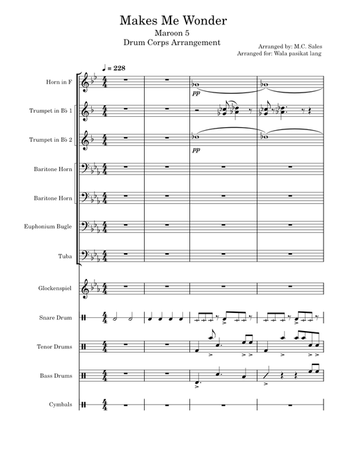 Maroon 5 - Makes Me Wonder Drum Corps Arrangement