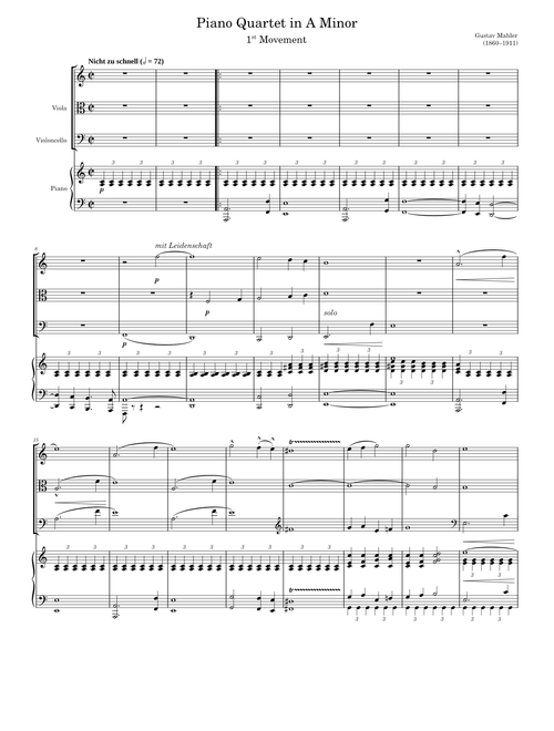 Piano Quartet – Gustav Mahler Gustav Mahler - Piano Quartet (CORRECT PIANO)