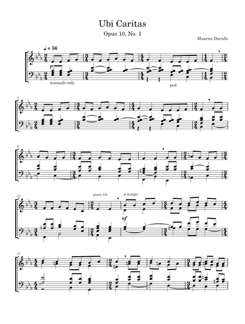 Ubi Caritas – Maurice Duruflé Opus 10, No. 1 Organ Solo