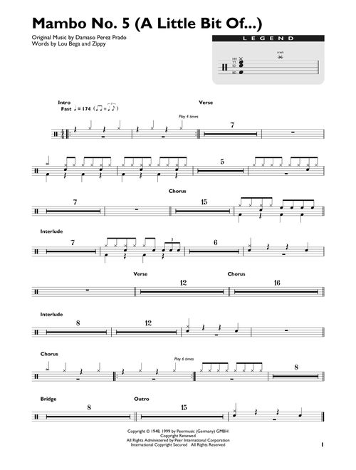 Mambo No. 5 (A Little Bit Of...) - Lou Bega (Drum Chart)