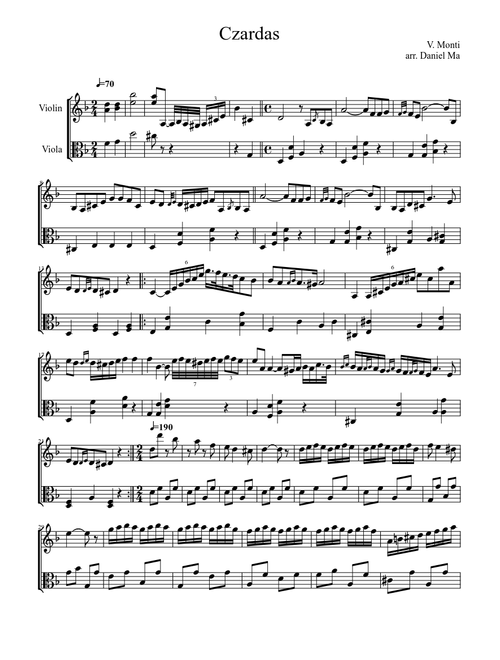 Czardas for Violin and Viola