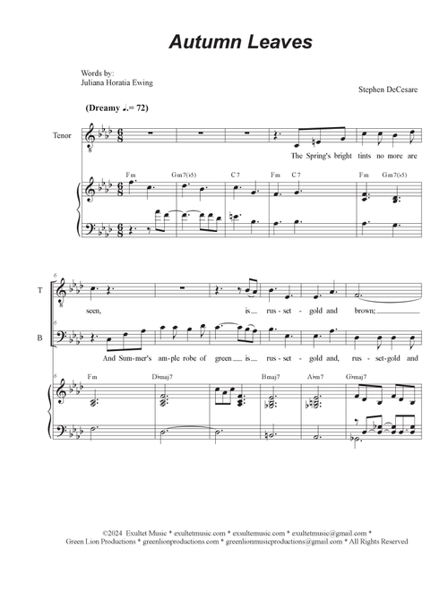 Autumn Leaves (Duet for Tenor and Bass solo) - Stephen DeCesare (Voice Duet and Piano)