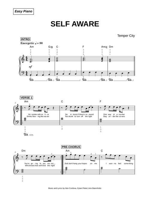 Self Aware - Temper City (Piano)
