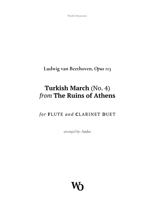 Turkish March by Beethoven for Flute and Clarinet (Arr. Ander) (Instrumental Duet)