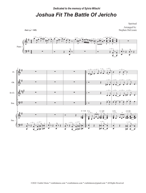 Joshua Fit The Battle of Jericho (Woodwind Quartet and Piano) (Arr. Stephen DeCesare) - Mahalia Jackson (Woodwind Ensemble)