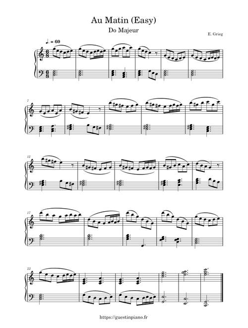 Au Matin (Morning Mood) - Grieg (Simplified)