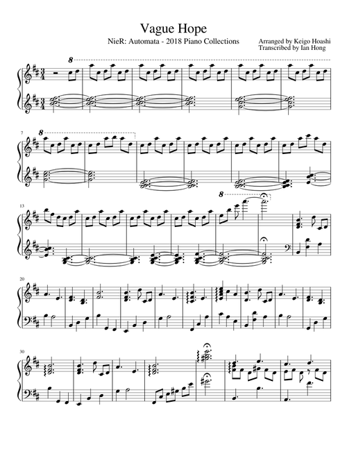 NieR: Automata - Vague Hope (2018 Piano Collections)