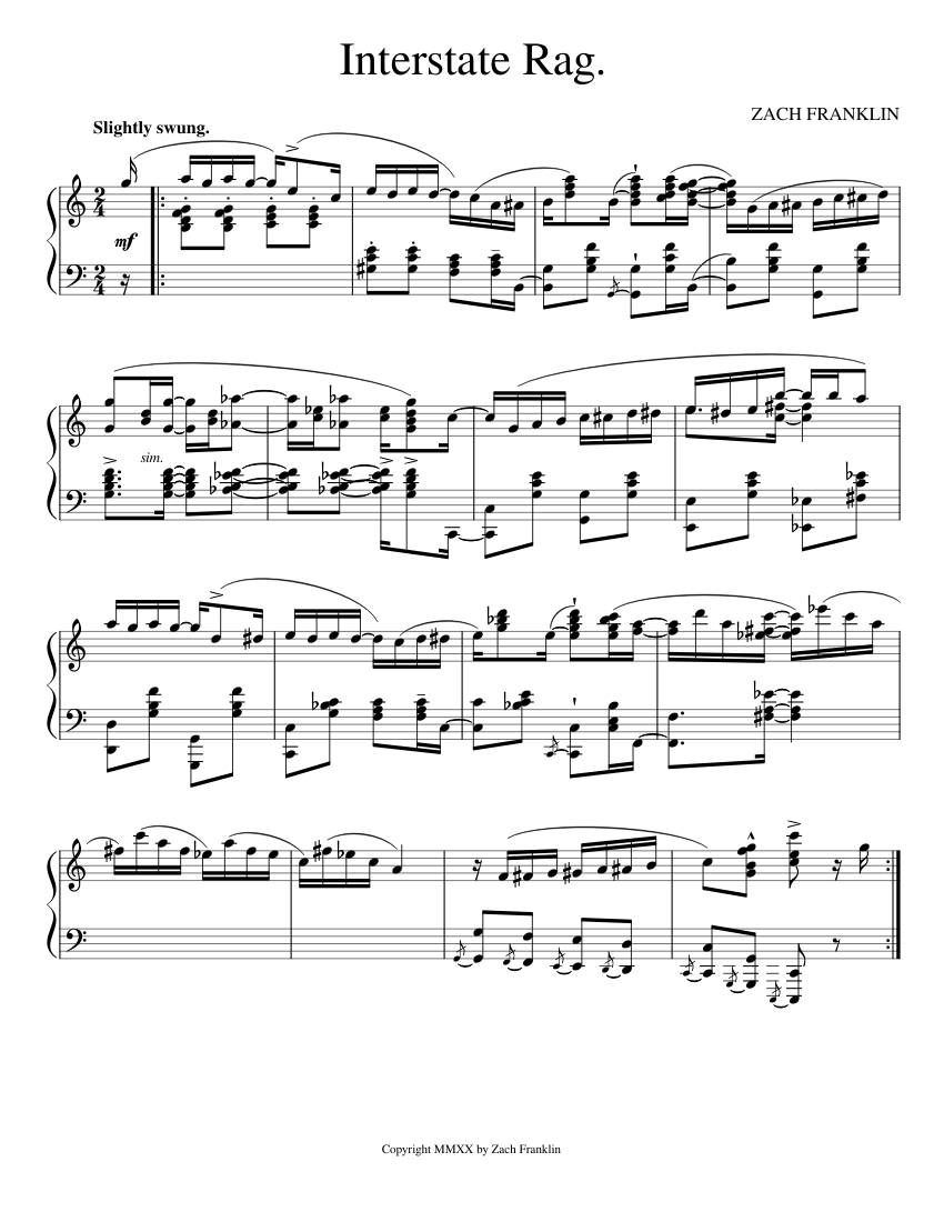Interstate Rag Sheet music for Piano (Solo) | Musescore.com