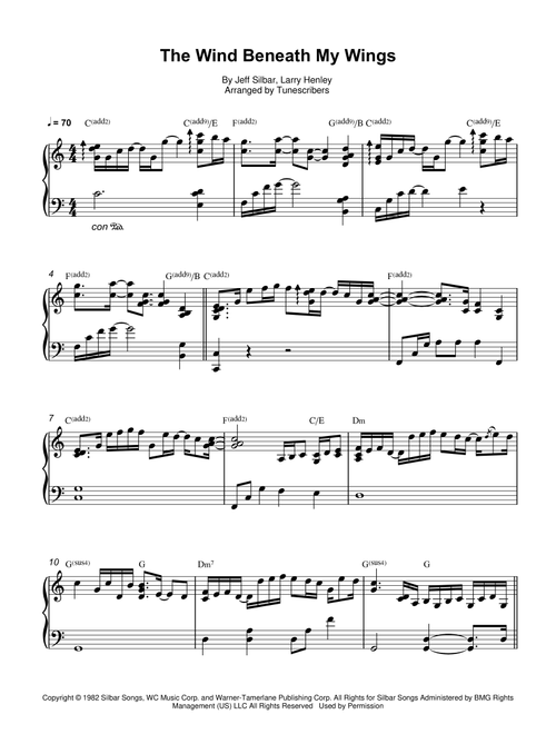 The Wind Beneath My Wings (Arr. Tunescribers) - Jeff Silbar, Larry Henley (Piano Solo)