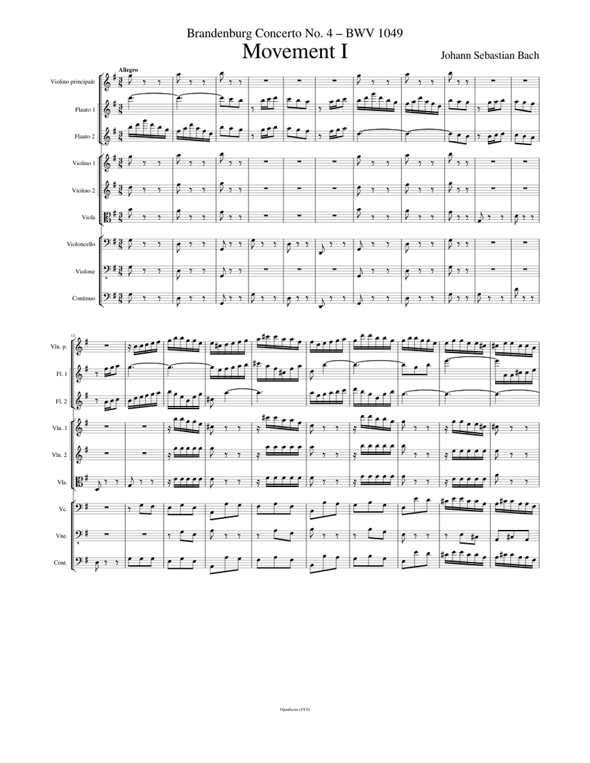 Bach - Brandenburg Concerto No. 4 (BWV 1049) - Mvt. I