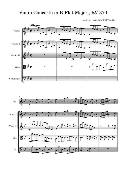 Vivaldi—Violin Concerto in B-Flat Major, RV 370