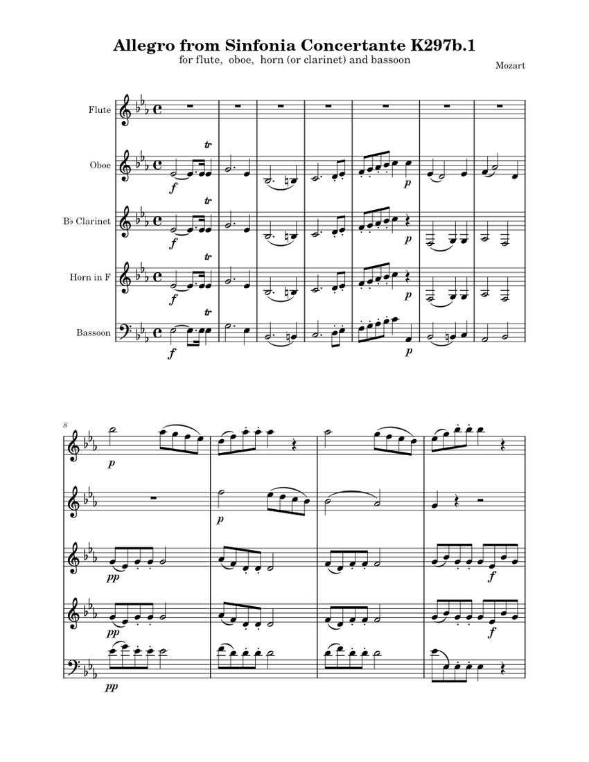 Allegro from Sinfonia concertante in E-flat major, K.297b/Anh.C