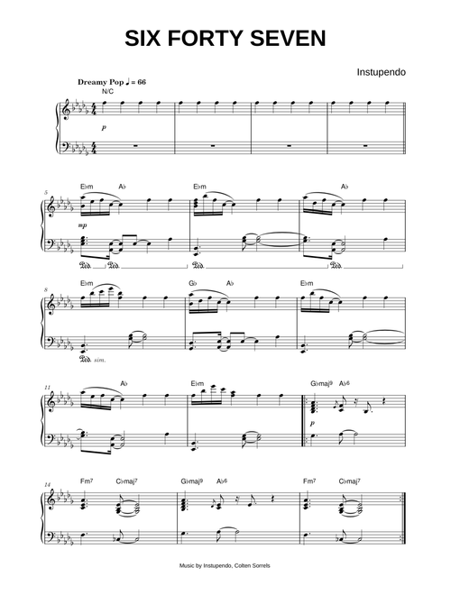 Six Forty Seven - Instupendo (Piano)