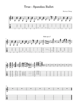 True- Spandau Ballet Sheet music for Piano, Vocals True- Spandau Ballet Sheet music for Piano, Vocals