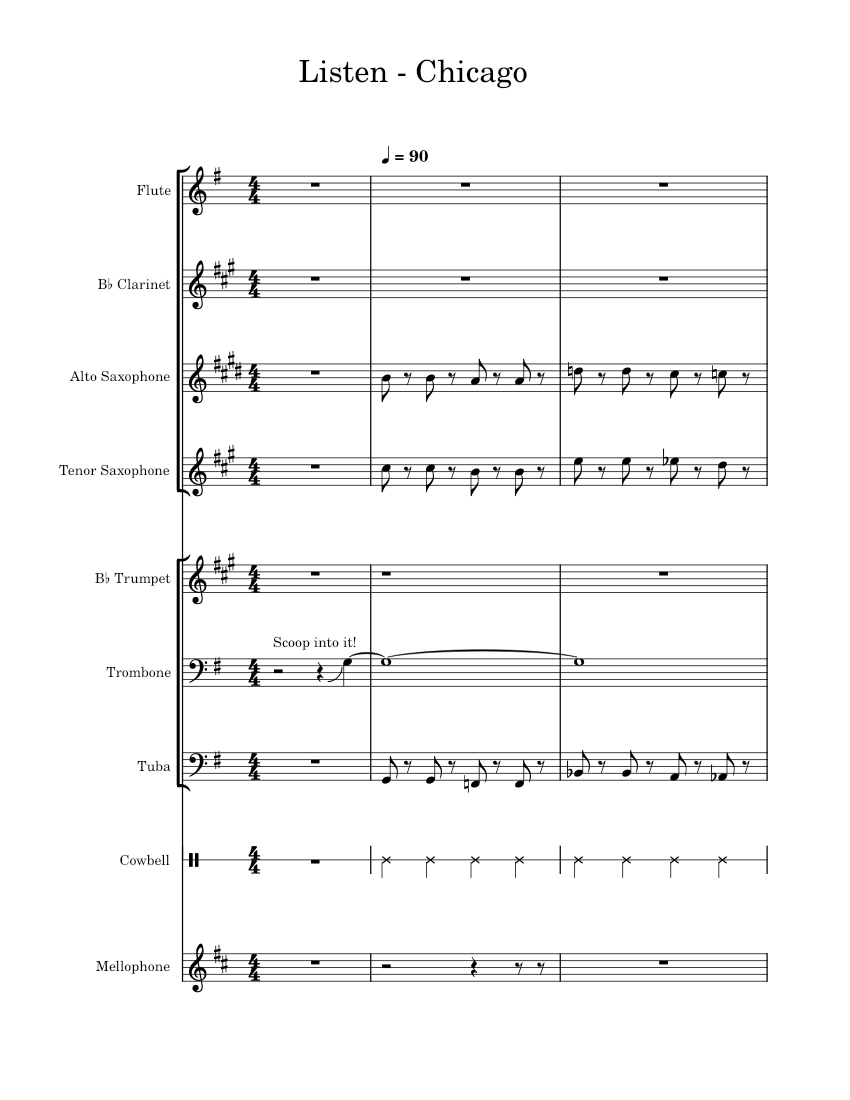 Listen chicago listen chicago sheet music for trombone tuba