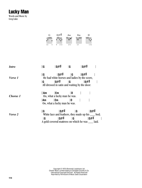 Lucky Man - Emerson Lake & Palmer (Guitar Chords-Lyrics)