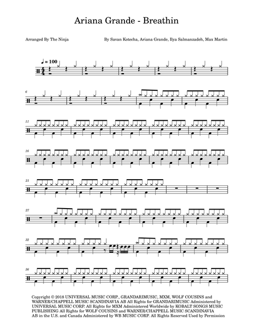 Breathin (Arr. The Ninja) - Ariana Grande (Drums)