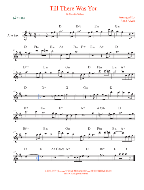 Till There Was You (Arr. Rene Alves) - The Beatles (Alto Sax Solo)