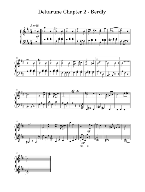 Deltarune Chapter 2 OST: 14 - Berdly – Toby Fox Berdly Piano - Deltarune Chapter 2