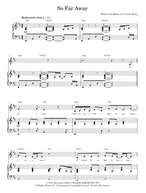So far away - Carole King (Piano Vocal)
