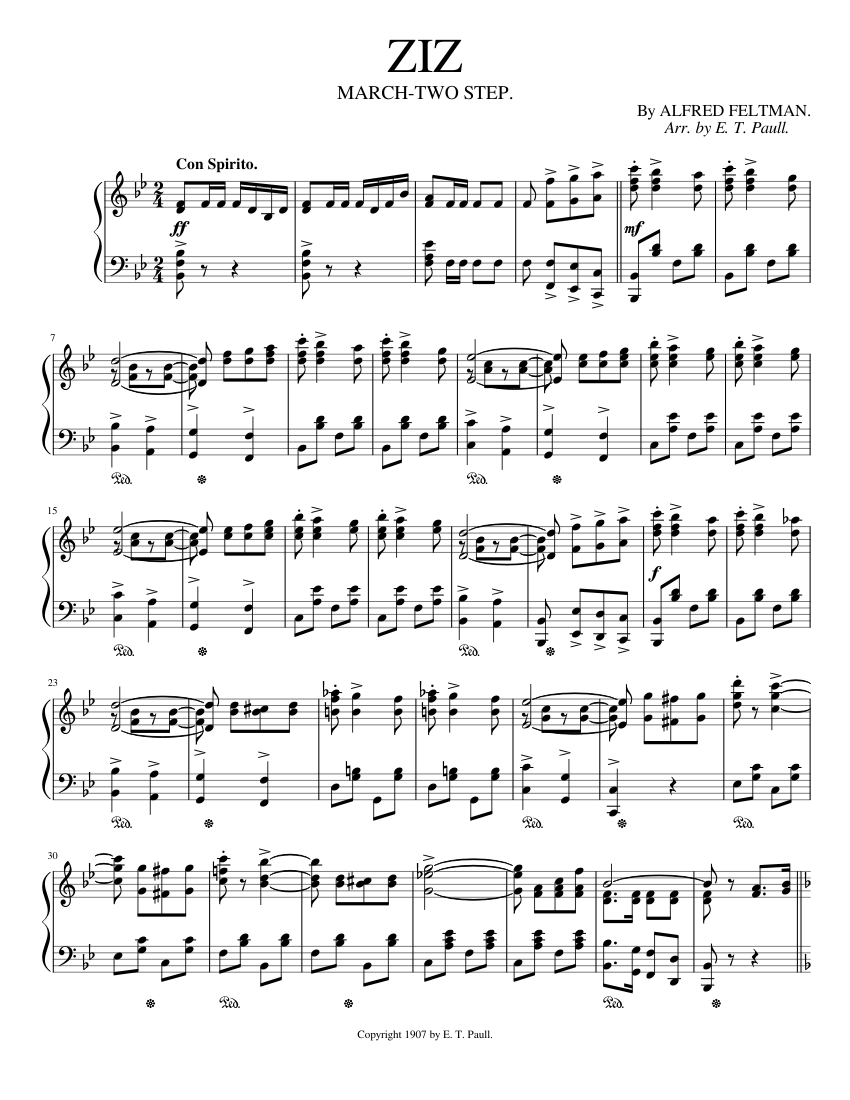 Ziz (1907) Sheet Music for Piano (Solo) | MuseScore.com