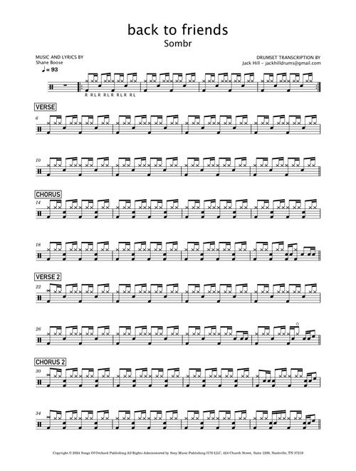 Back To Friends (Arr. Jack Hill) - sombr (Drums)