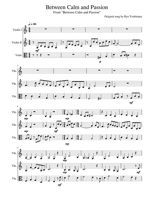 Between Calm and Passion - for 2 violins and a viola