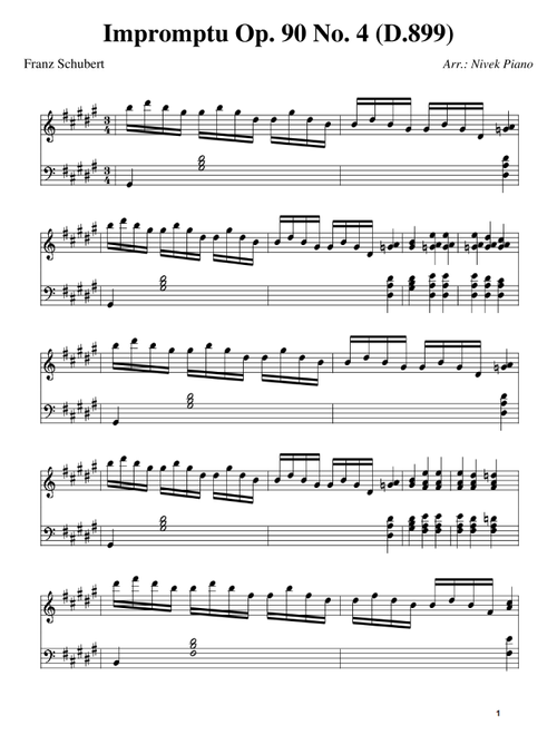 Impromptu Op. 90 No. 4 (D.899) - Franz Schubert (Arr. Nivek Piano) (Piano Solo)