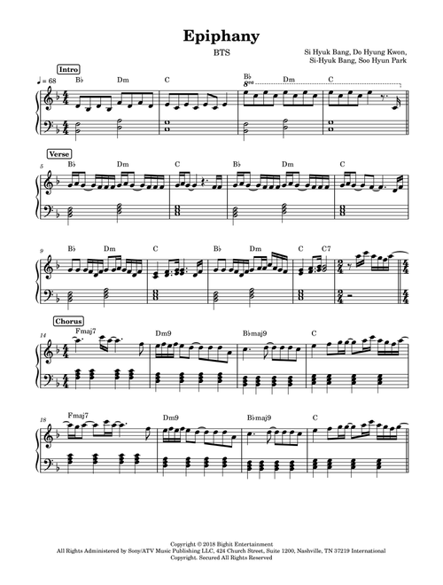 Epiphany (Arr. Anacrusa) - BTS (Piano Vocal)