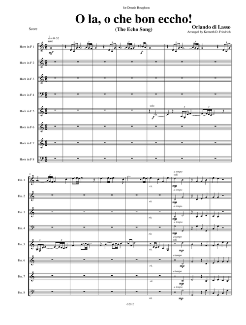 Echo Song (Arr. Kenneth D. Friedrich) - Orlando di Lasso (Brass Ensemble)