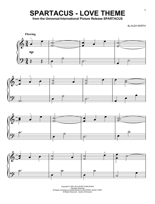 Spartacus - Love Theme (from Spartacus) - Alex North (Very Easy Piano)