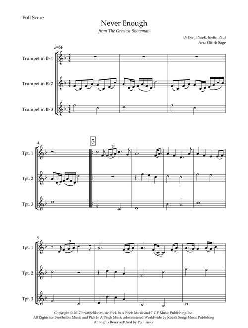Never Enough (Arr. Ottirb Sage) - The Greatest Showman Ensemble (Brass Ensemble)