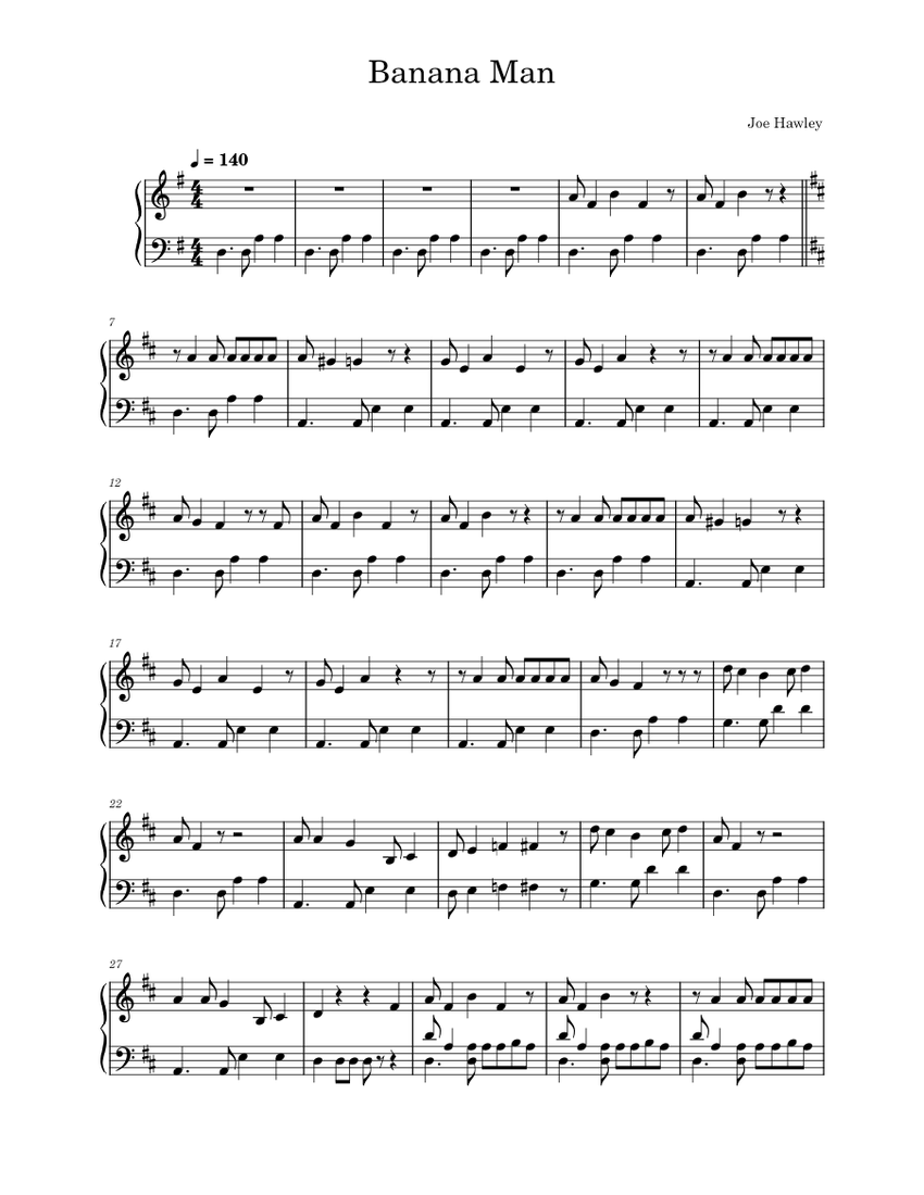 Banana man Tally Hall (Piano Arrangement) Sheet music for Piano (Solo