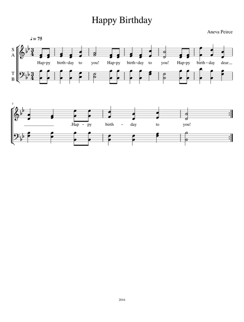 Happy Birthday - SATB choir