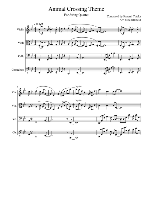 Animal Crossing Gamecube Theme for String Quartet