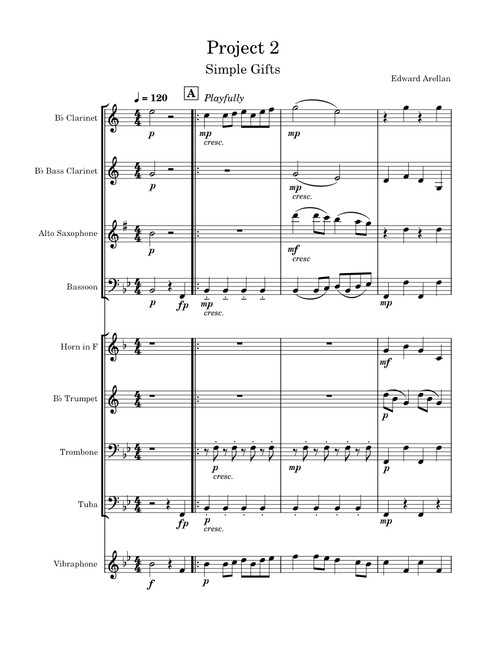 Simple Gifts – Joseph Brackett Project 2 Arranging for Brass