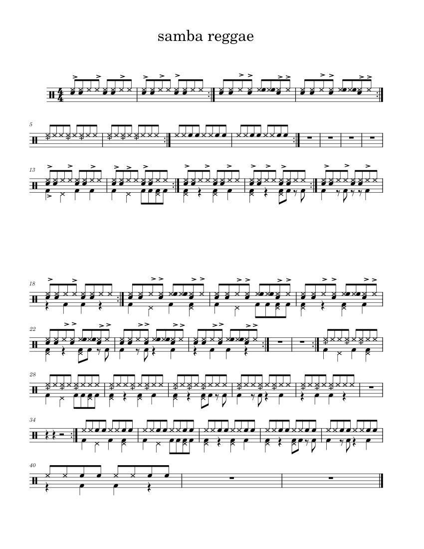 samba-reggae exercises Sheet Music for Drum group (Solo) | MuseScore.com