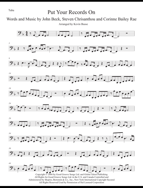 Put Your Records On (Arr. Kevin Busse) - Corinne Bailey Rae (Tuba Solo)