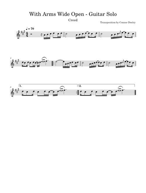 With arms wide open – Creed With Arms Wide Open - Guitar Solo