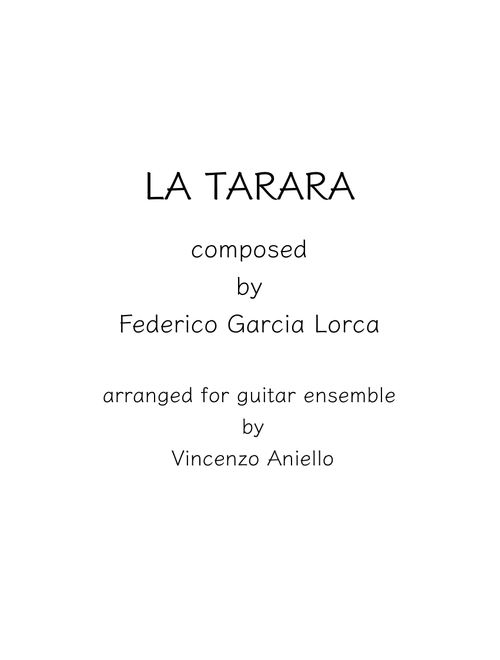 La Tarara - Score Only (Arr. Vincenzo Aniello) - Federico Garcia Lorca (Guitar Ensemble)