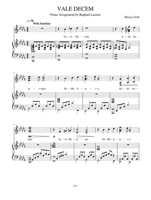 Doctor Who - "Vale Decem" piano arrangement