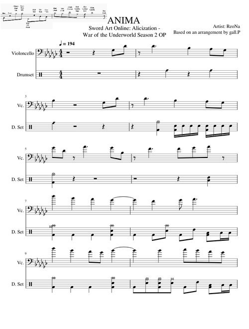 ANIMA (Sword Art Online: Alicization - War of the Underworld Season 2 OP) - Drum Tab