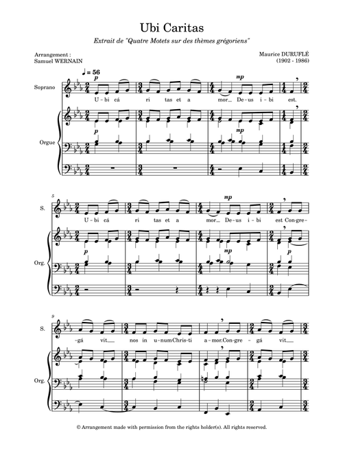 Ubi Caritas (Arr. Samuel Wernain) - Maurice Durufle (Piano Vocal)