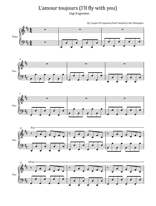 L'amour toujours (I'll fly with you) - For Easy Piano (Arr. poon) - Gigi D'Agostino (Easy Piano)
