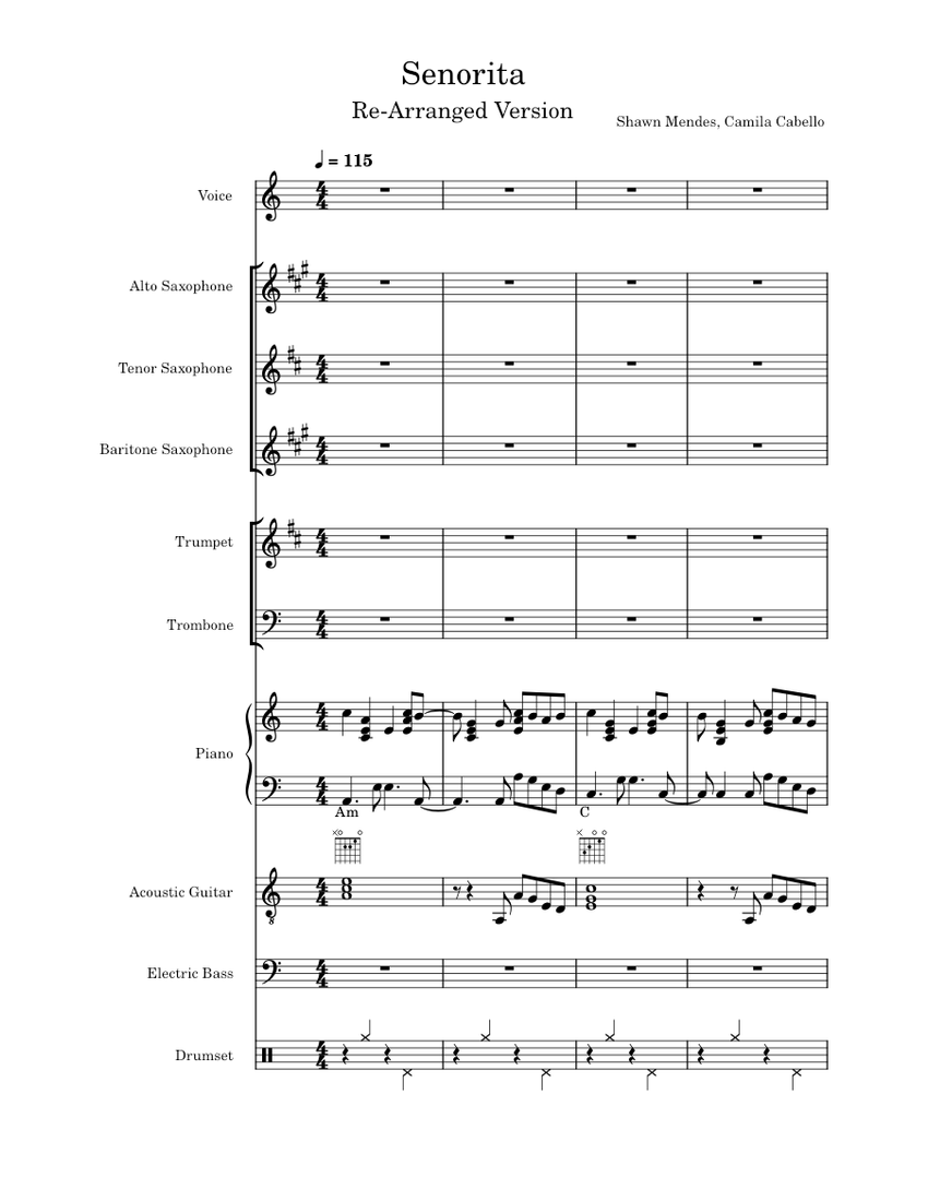 Senorita alto sax sheet music outlet