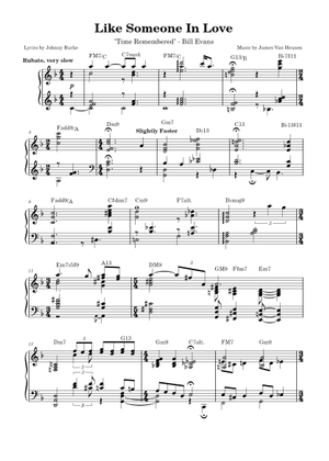Like Someone In Love – Jimmy Van Heusen Sheet Music with Chords