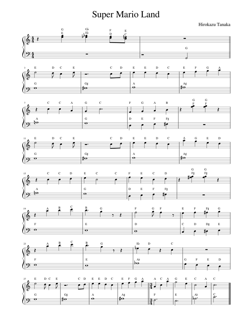Super Mario Land Sheet music for Piano (Solo)