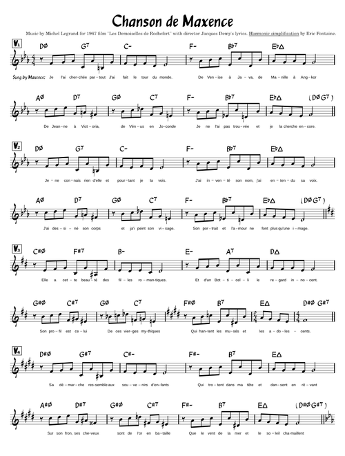 Chanson de Maxence (simplified leadsheet)