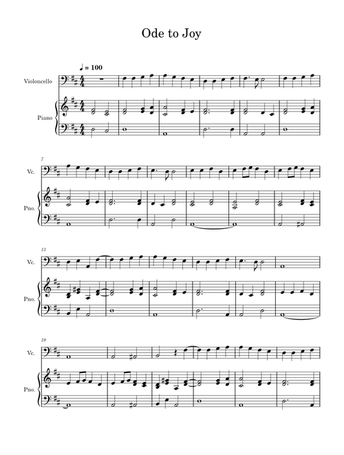 Ode To Joy – Ludwig van Beethoven Ode to Joy Cello Piano